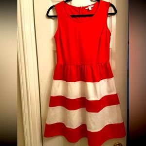 Coral and White Charming Charlie SZ S Dress